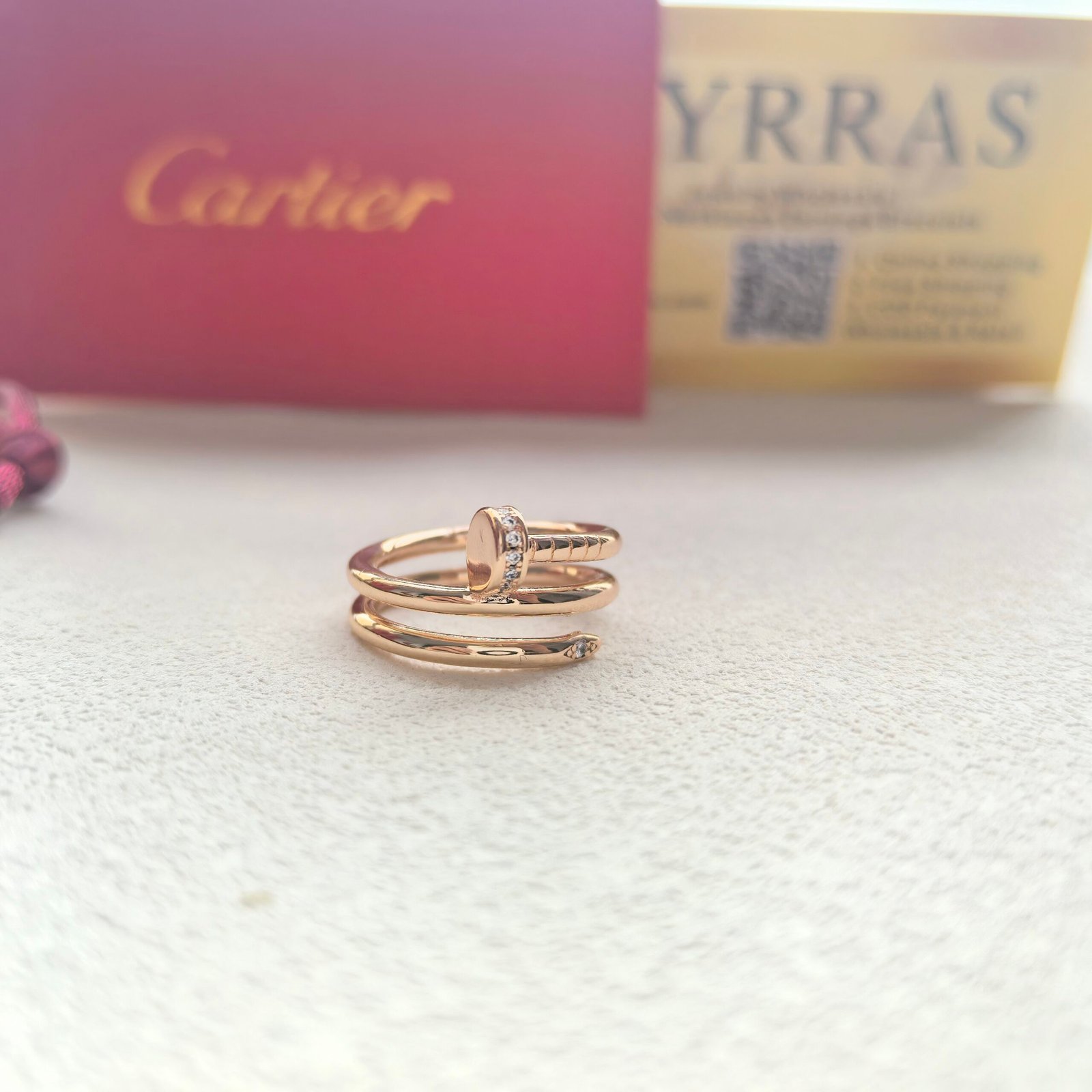 Cartier 3 vòng Nhẫn móng tay vàng hồng nữ