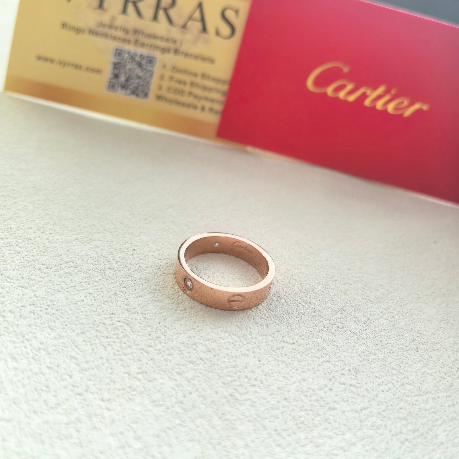 Cartier LOVE Nhẫn vàng hồng 3 viên kim cương