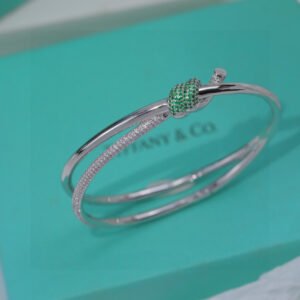 Tiffany  KNOT Women Bracelet Green Diamond 17cm